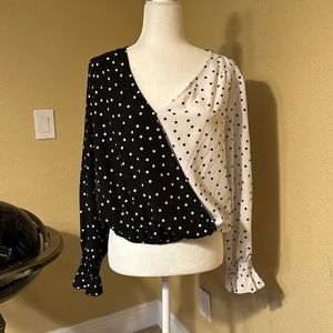 Black and white polkadot top